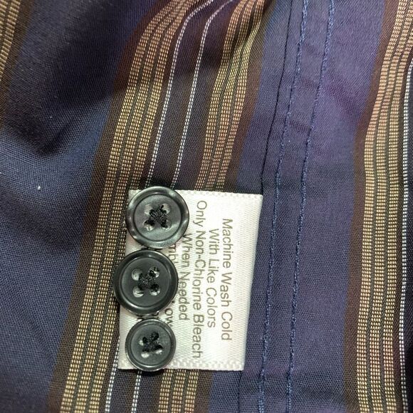 Joseph Abboud Blue & Tan Casual Button-Up Long Sleeve Shirt Men's XL #549 - Picture 6 of 6